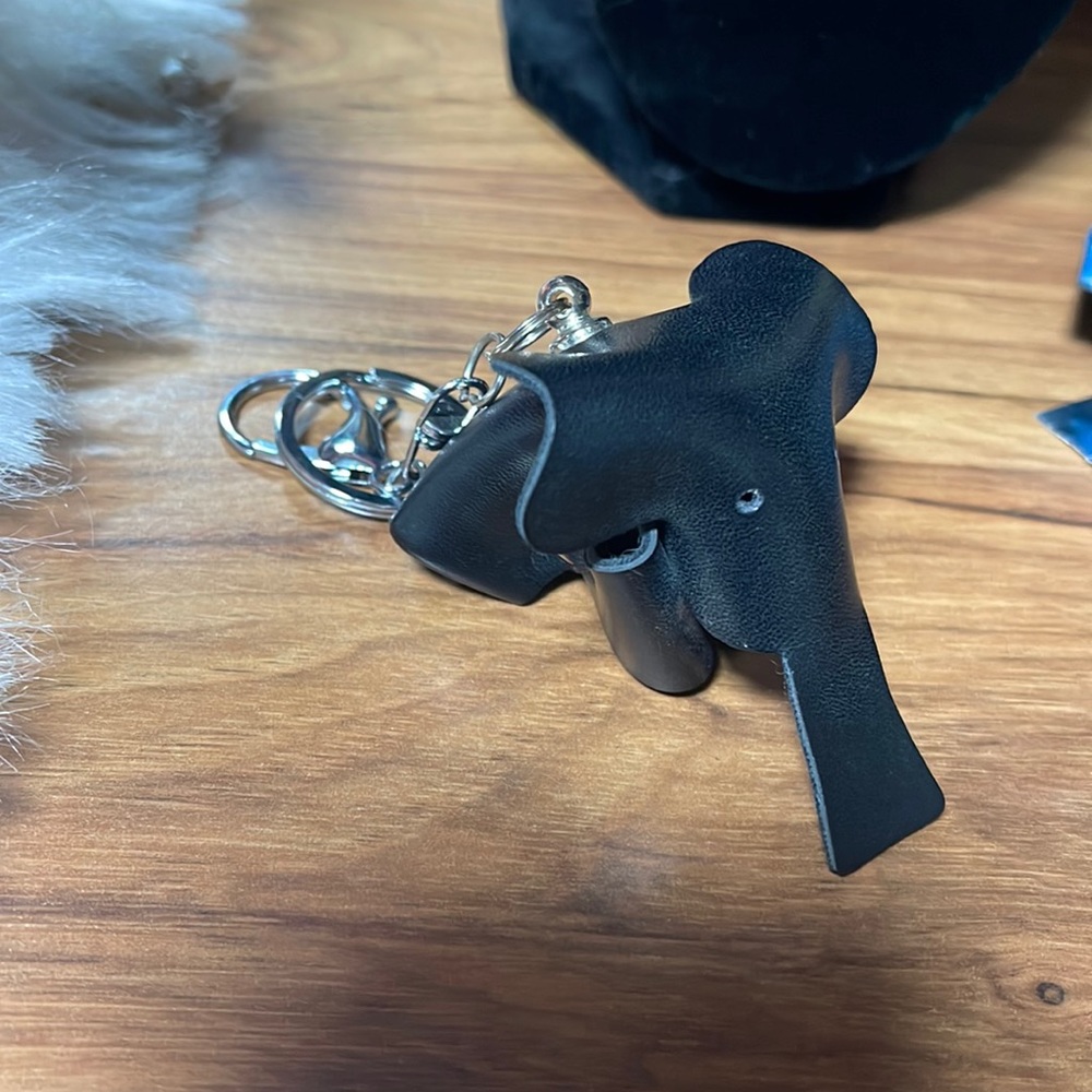 Genuine, leather elephant, key chain